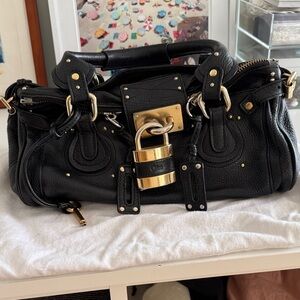 Chloe Black Leather Satchel with Gold Hardware